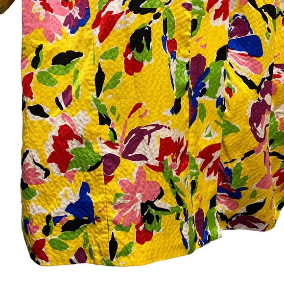 Silk Club Collection Colorful Floral Yellow Silk Jacket - Picture 5 of 8